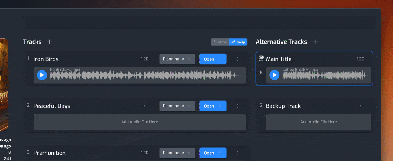 Opusonix - Alternative Tracks in Album Planner.gif
